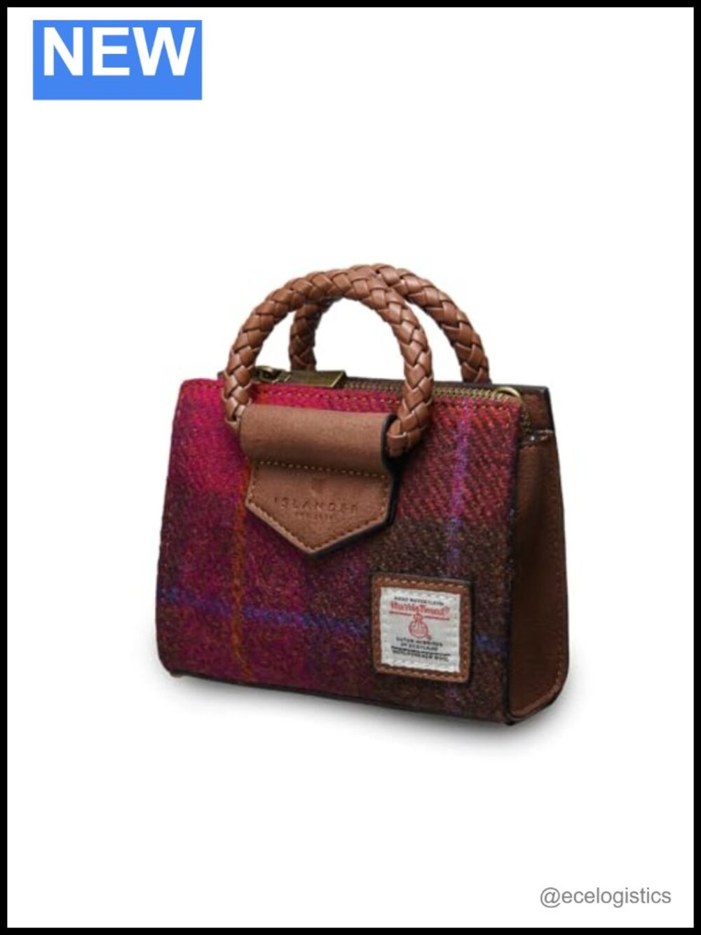 Mini Harris Tweed Tote with Detachable Strap, Microfiber Leather Accents